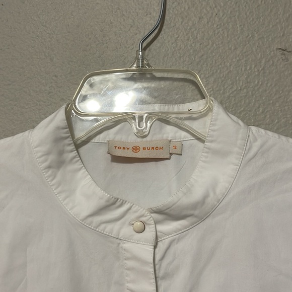 TORY BURCH WOMEN'S ALLISON POPLIN WHITE BUTTON DOWN TOP - Picture 4 of 15